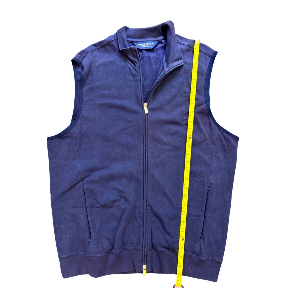Polo Golf Ralph Lauren Mens Navy Blue Full Zip Mock Neck Vest Large L